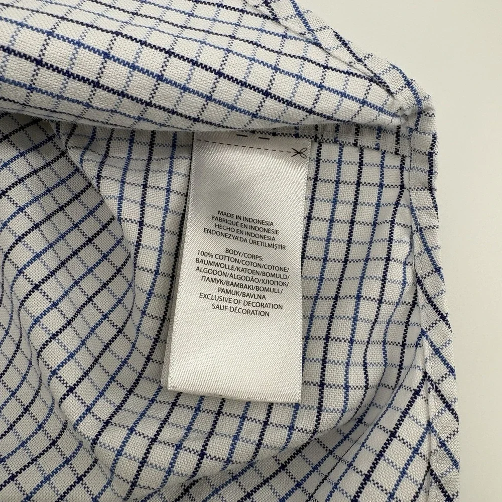 Ralph Lauren Boys Long Sleeve Button Up Shirt Size 7 Blue‎ White Check Cotton